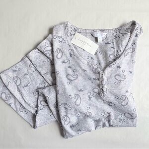 NEW Charter Club Women’s Nightgown Gray Heather Paisley Size XS Extra Small NWT